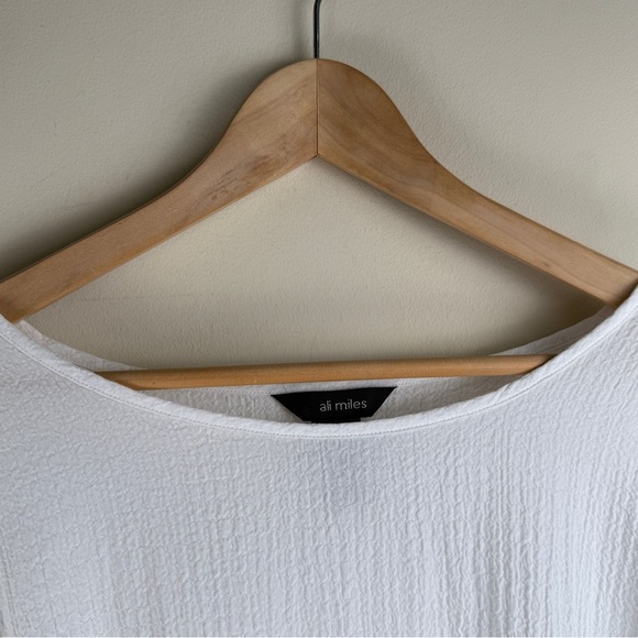 Ali Miles White Textured Crinkle Tunic Top Artsy Buttons Women's Size L Oversizd - Picture 5 of 12